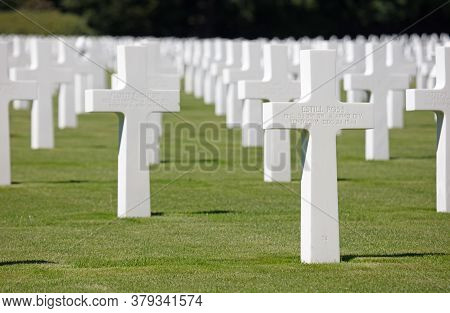Luxembourg, Luxembourg On July 21, 2020; Graves In The American Mlitary Cemetary In Luxembourg