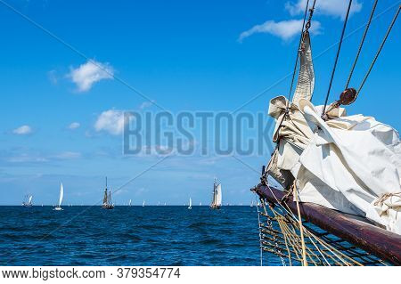 Windjammer On The Hanse Sail In Rostock, Germany.
