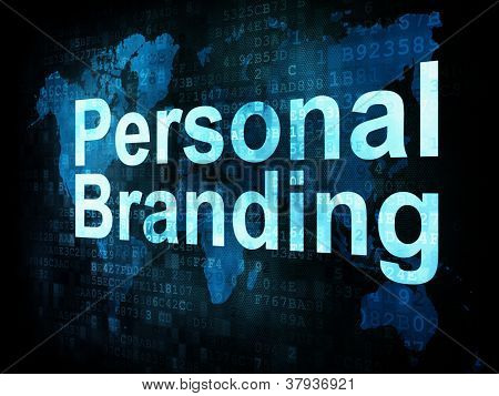 Marketingové koncepce: pixelated slova osobní Branding na digitální
