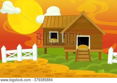 Cartoon Ranch Farm Scene For Different Usage Illustration