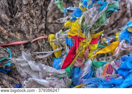 Buddhism Symbol - Ritual Shaman Pillars On Olkhon Island, Russia