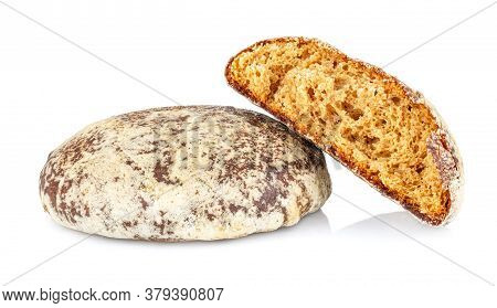 Lying Whole And Broken Gingerbread Cookies Isolated On White Background