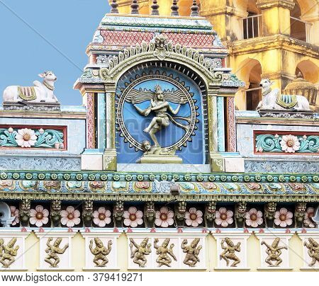 Facade Of An Ancient Palace Nayak Of The Xvi Century With A Sculpture Of A Dancing Shiva Nataraja In