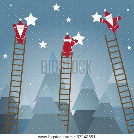 Santa hÃ¤ngen Sterne und Weihnachten woods