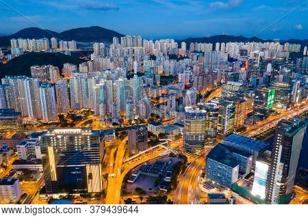 Kowloon Bay, Hong Kong 19 June 2020: Hong Kong city night