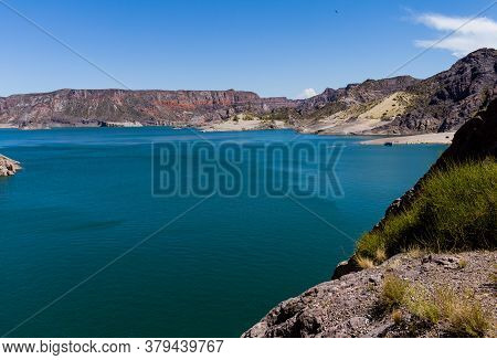Atuel Canyon, Mendoza. February 9, 2018. Beautiful Blue Water Lake Formed By The Rio Atuel In Argent