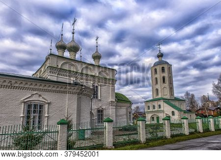 Russia, Tsivilsk 21,10,2017 Belfry With The Church Of John The Merciful In Tsivilsk, Chuvash Republi