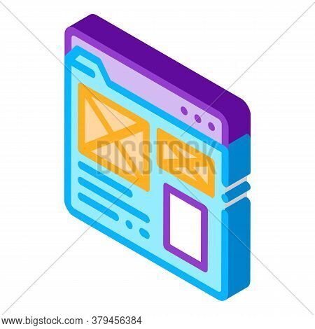 Front End Web Site Style Icon Vector. Isometric Front End Web Site Style Sign. Color Isolated Symbol