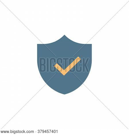 Shield And Check Mark Icon Vector Logo Template. Security Or Protection Symbol For Web Site Computer
