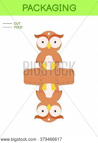 Diy Party Favor Box Die Cut Template Design For Birthdays, Baby Showers With Cute Owl For Sweets, Ca