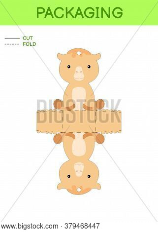 Diy Party Favor Box Die Cut Template Design For Birthdays, Baby Showers With Cute Camel For Sweets, 
