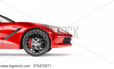 Side View Of A Red Sports Suv Car Isolated On White Background. 3d Illustration And 3d Render Of Mod