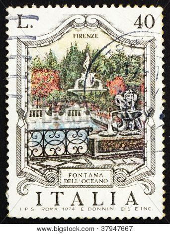 Postage stamp Italy 1974 Oceanus Fountain,Florence