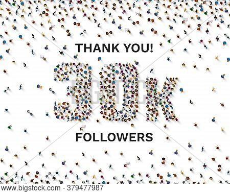 Thank You Followers Peoples, 30k Online Social Group, Happy Banner Celebrate, Vector