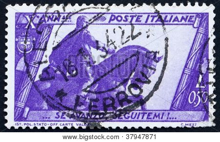 Postage stamp Italy 1932 Mussolini Statue,Bologna