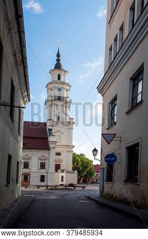Kaunas, Lithuanian - July, 12, 2015: View Of City Hall In Old Town