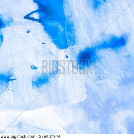 Winter Oriental Patchwork. Jeans Navy Art. Oriental Clouds Blue Print. Weather Ice Oriental Pattern.