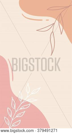 Trendy Abstract Floral Background For Social Media Stories Post. Vector Minimal Template With Sopy S