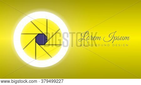 Colorful Camera Lens Open Aperture With Ring Light Stock Vector Illustration. Background Design Temp