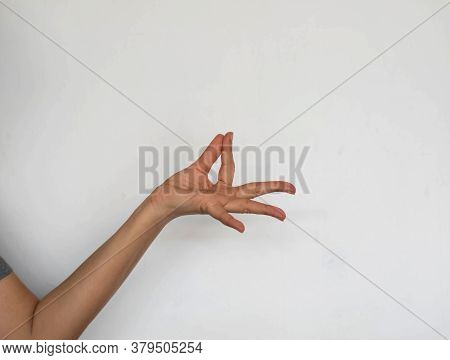 Human Hand Finger Point To Lef Side Of Background,body Language