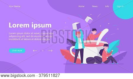 Tiny People Mixing Sugar In Big Cup Of Coffee Flat Vector Illustration. Cartoon Office Employees At 