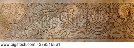Marble Hindu Style Floral Patterns Carved Into The Exterior Wall Of Baron Empain Palace, Heliopolis 