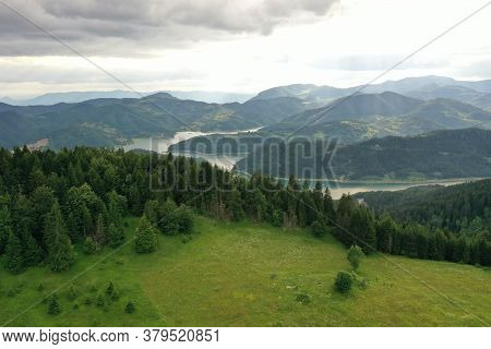 Zaovine Lake View From Tara Mountain In Serbia