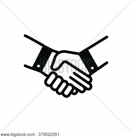Black Solid Icon For Handshake Deal Pledge Promise Bargain Cooperation Agreement Unity Together