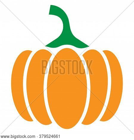 Pumpkin In Rustic Style. Healthy Fresh Nutrition. Flat Vector Icon. Flat Abstract Design. Symbol, Lo