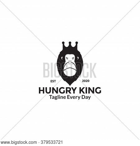 Head Monkey Or Gorilla King With Crown Illustration Silhouette Logo Design