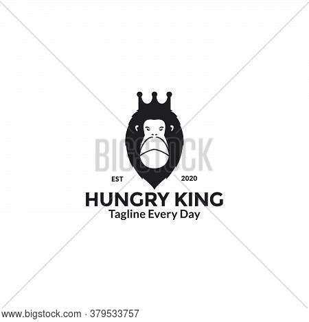 Head Monkey Or Gorilla King With Crown Illustration Silhouette Logo Design
