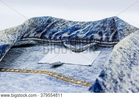 Close-up Photo Of Several Elements Of A Beautiful And Fashionable Denim Jacket.