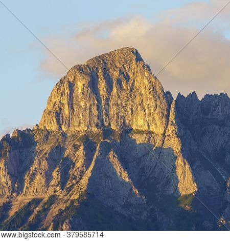 Breno, Brescia, Lombardy, Italy: Historic Town In The Oglio Valley. View Of The Mountains