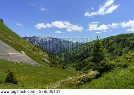 Mountain Landscape Along The Road To Crocedomini Pass, In The Brescia Province, Lombardy, Italy, At 