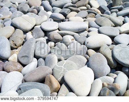 Seastones Background. Sea Pebble. Close Up Macro.