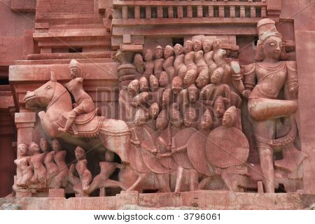 Sculptures en Temple de Hampi, Inde