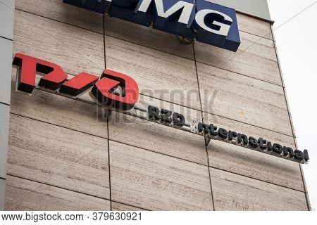 Belgrade, Serbia - August 25, 2018: Rzhd International Logo On Their Office For Belgrade. Also Calle