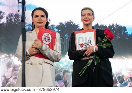 Minsk, Belarus - July 30, 2020: Svetlana Tikhanovskaya And Maria Kolesnikova - The United Belarusian