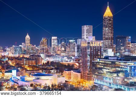 Atlanta, Georgia, USA downtown skyline at night.