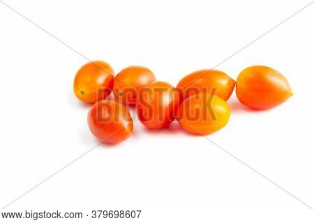 Cherry Tomatoes (solanum Lycopersicum L. Var. Cerasiforme) Isolated On White Background And Clipping