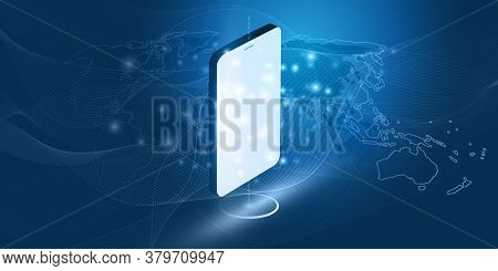 Abstract Blue Minimal Style Cloud Computing, Networks, Telecommunications Concept Design With Glowin