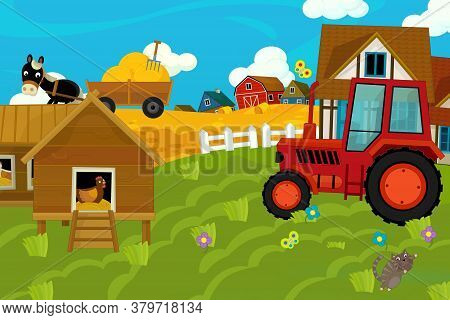 Cartoon Ranch Farm Scene For Different Usage Illustration