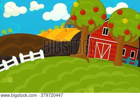 Cartoon Ranch Farm Scene For Different Usage Illustration