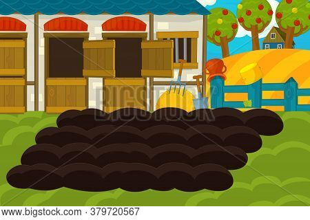 Cartoon Ranch Farm Scene For Different Usage Illustration