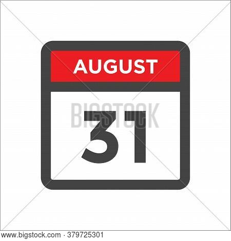 August 31 Calendar Icon With Day And Month