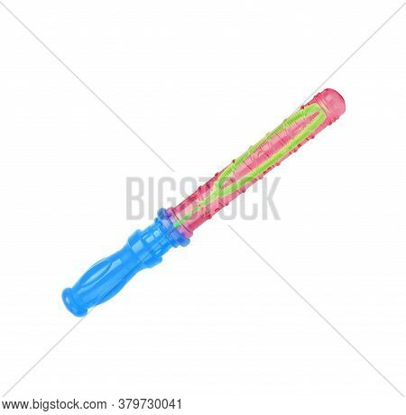 Plastic Bottle Of Soap Bubbles Isolated On White Background