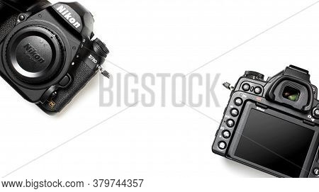 Moscow, Russia - July 15, 2020: Modern Slr And Mirrorless Camera Nikon D780 Fx On White Background F