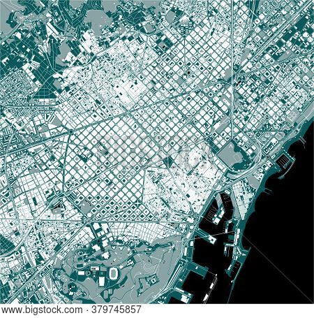 Map Of The City Center Of Barcelona, Spain