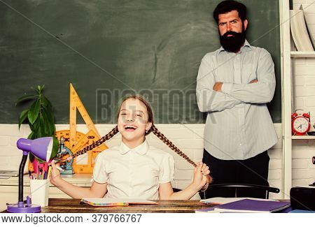 Homeschooling With Father. Find Buddy To Help You Study. Private Lesson. Pedagogue Skills. School Te