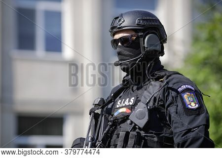 Bucharest, Romania - July 29, 2020: Officer From The Special Actions And Intervention Service (sias)